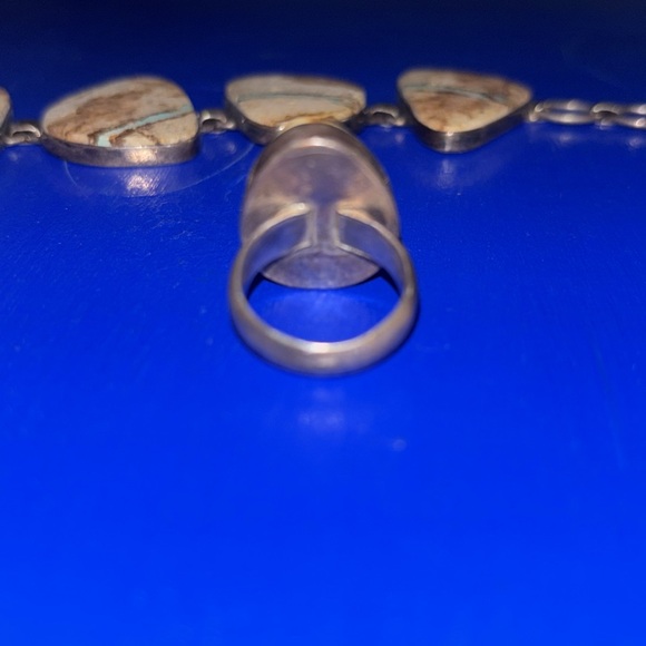 Vintage Navajo Royston Boulder Ribbon Turquoise Sterling Silver by Mike Smith - Picture 13 of 16